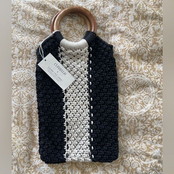 NWT The Gabby macrame bag with wood handle by Laude The Label - Picture 4 of 9